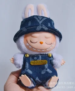 Only Selling Clothes Labubu Doll Clothes 17cm Labubu Sitting Party Cowboy Old Flower Strap Pants Fisherman Hat Set Hot Sale