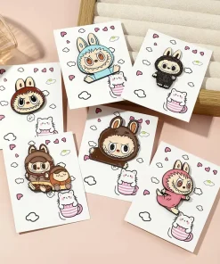 Labubu Enamel Badge Cartoon Cute Student Boys Girls Fashion Jewelry Brooches Delicatation Mini School Bag Clothes Ornament Gift