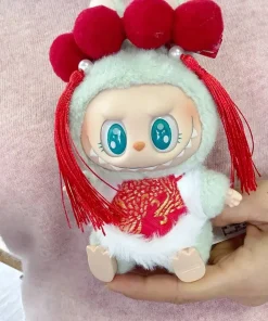 New Year Labubu Outfit for 17cm Mini Doll Chinese Style Matched Red Clothes Accessories
