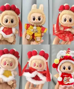 New Year Labubu Clothes Outfit for  17cm Mini Doll Matched Color Clothes Accessories Chinese Korea Style Clothes