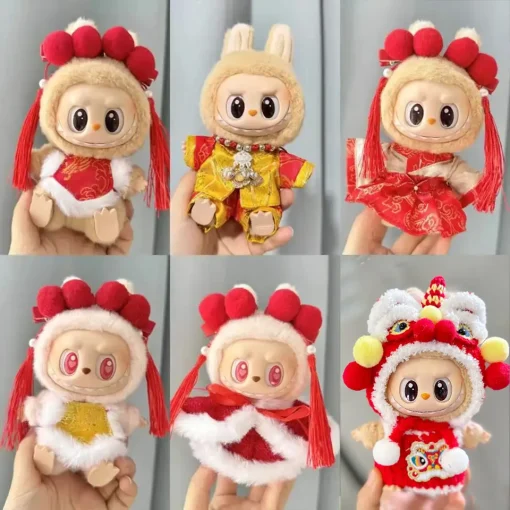 New Year Labubu Clothes Outfit for  17cm Mini Doll Matched Color Clothes Accessories Chinese Korea Style Clothes