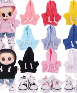 3Pcs=Hoodie+Jeans+Shoes For labubu 17cm Plush Doll Clothes Accessories Girl's Toys ,Christmas Festival Birthday Gift
