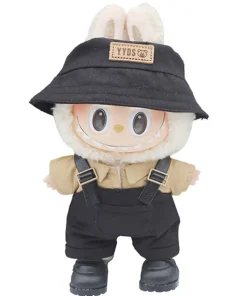 17cm Mini Doll'S Clothes Outfit Accessories for Labubu V1 V2 Striped Overalls Hats Glasses Shoes Cool Handsome Clothing Gift
