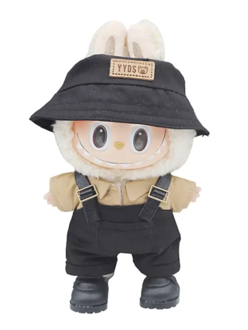 17cm Mini Doll'S Clothes Outfit Accessories for Labubu V1 V2 Striped Overalls Hats Glasses Shoes Cool Handsome Clothing Gift