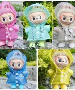 For 15/17cm labubu raincoat v1/v2/v3 clothes outfit 10cm cotton doll clothes animal poncho raincoat hooded cape Doll Accessories
