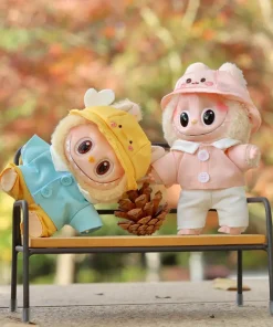 Cute Duck/Rabbit Yarmulke Shirt and Pants Three-piece Set for 17cm Labubu Mini Plush Doll'S Clothes Outfit Accessories Gift