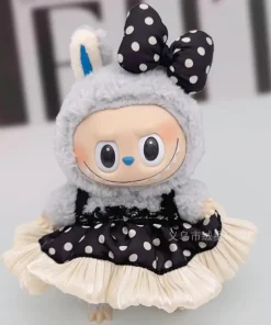 Doll Clothes For 15/17cm Labubu Dot Puff Skirt Bow Tie Headdress 2PCS/Pack Cotton Idol Doll Dress Mini Clothing Outfits