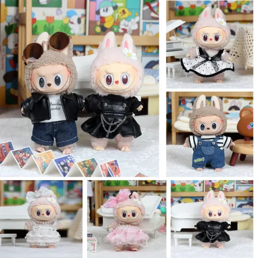 Modern Style 17cm Labubu Baby Clothes Series Doll Outfit Macaron Baby Doll Clothing Set for Collectible Figures