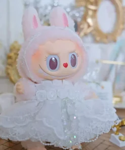 17cm Labubu Idol Dolls Sweet Clothes Beautiful Flower Cute Dress Accessories Mokoko Wedding Dress Plush Doll'S Clothes