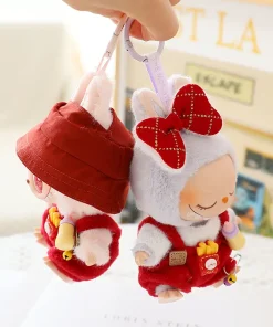 17cm Labubu I II Doll Clothing Cute Red Bottle Strap Pants Clothes Set Shoes Sitting Party Plush Doll Clothing