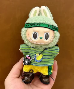 17cm Labubu Doll Outfits Designer Luxury Labubu Doll Clothes Striped Short Sleeve Plush Toys Clothes Labubu Doll Accessories