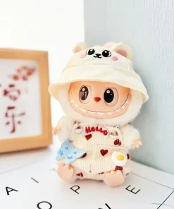 First and second generation keychains Labubu clothing accessories Labubu doll clothes cherry denim overalls