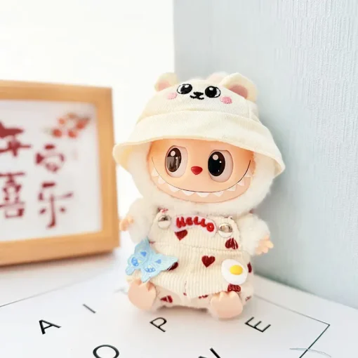 First and second generation keychains Labubu clothing accessories Labubu doll clothes cherry denim overalls