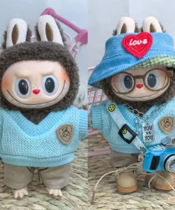 Only Clothes First And Second Generation Keychain Labubu Doll Clothes Blue Hoodie Set Cute Fashionable And Trendy Change Set