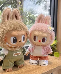 For 38CM LABUBU vinyl plush doll  mokoko casual jacket pants set Hoodies Dolls Accessory Cute Decoration Little Clothes