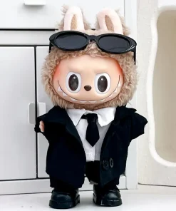 17cm Labubu Doll Outfits Designer Luxury Labubu Doll Clothes Suit Sunglasses set Plush Toys Clothes Labubu Doll Accessories ﻿