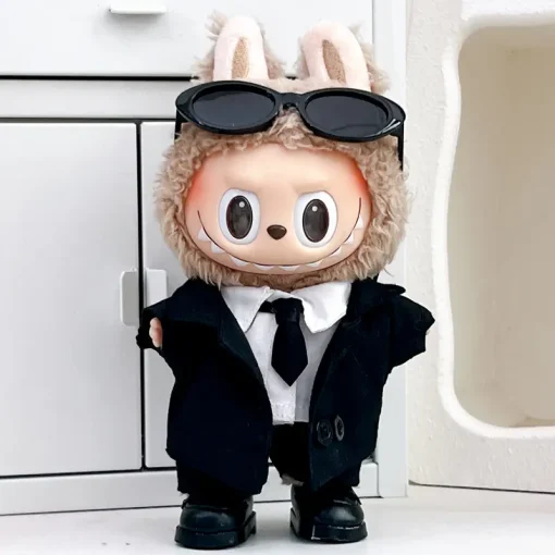 17cm Labubu Doll Outfits Designer Luxury Labubu Doll Clothes Suit Sunglasses set Plush Toys Clothes Labubu Doll Accessories ﻿