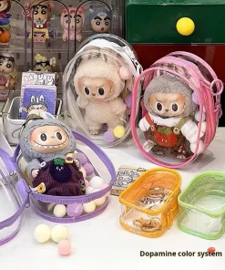 PVC Transparent Doll Carrying bag  Doll Style Clear Display Window | Dustproof Zipper for Mini Figures & Keychain Accessories