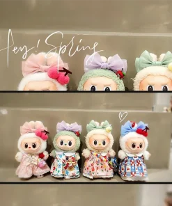 17cm Labubu Cartoon Cute Bow Headband Macaron Color Accessories Toy Doll Diy Decorative Gift