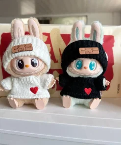 For 17cm labubu doll outfit clothes bear label hat love sweater set Cute Decoration Little Clothes