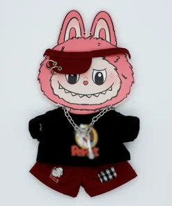for Labubu Doll's Clothes Sweater Set Accessories Casual Hoodie with Headwear Necklace Doll Clothing Dress Up for 15CM Doll