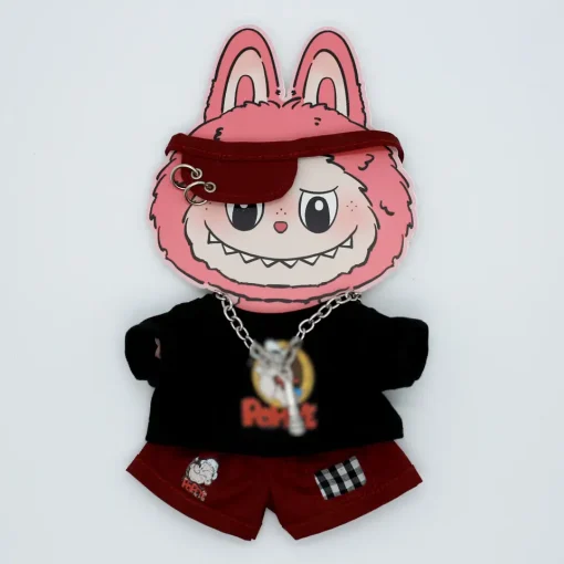 for Labubu Doll's Clothes Sweater Set Accessories Casual Hoodie with Headwear Necklace Doll Clothing Dress Up for 15CM Doll