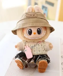 Mini Doll'S Clothes Outfit Accessories For 15-17cm Labubu Idol Knitted sweater JK pleated skirt camera shoes set Clothing Gift