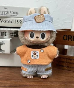 Kawaii 17cm Labubu Doll Clothes Cute Labubu Blind Box Series Doll Handsome Fashion Clothes Set Hat