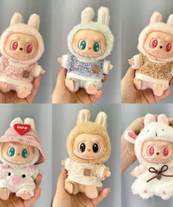 17cm Mini Plush Doll'S Clothes Outfit Accessories For Korea Kpop Exo Labubu II Idol Dolls Sitting Party Plaid Overalls Clothing