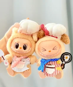Labubu Clothes For 15-17cm Mini Plush Idol Doll Chef Uniform Apron Hat Tie Cookware 4PCS/Pack Cosplay Decoration Kids Fans Gift