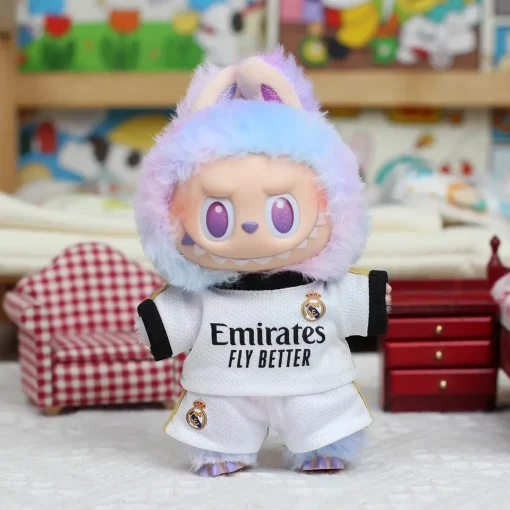 17cm Labubu Football Size 10 Clothing V1V2 V3 Labubu Doll Size 7 Vinyl Pendant Doll Clothing DIY Sportswear Boy Gift Toy