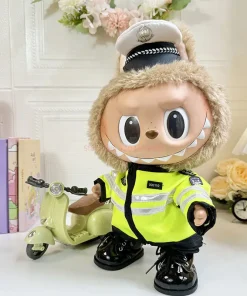 38cm The Monster Labubu Clothes Plush Doll Clothing Traffic Police Transportation Uniform Set Cool Cute Doll Clothes Accessories