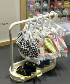 BJD Doll Clothes Storage Rack 20cm Shoe Display Rack Doll Labubu Clothes Hanger Storage Box Clothes Support Rack