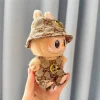 17cm Labubu Doll Clothes Outfit Accessories for  V1 V2 Striped Sweater Overalls Glasses Hat Clothing Set 2