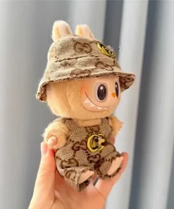 Labubu Doll Clothes 17cm Baby Clothes Fashion Overalls Bib Hat Set Kawaii V1 V2 Doll Clothing Accessories No Dolls Kids Gift
