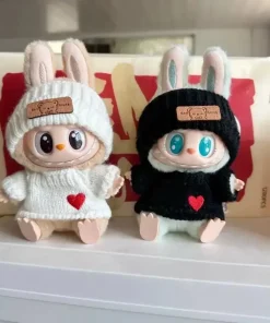 Nuevo conjunto de colgante de ropa para muñeca, conjunto de suéter de amor con sombrero de oso LABUBU, accesorios para muñecas DIY, ropa divertida y bonita para bebé, regalos de cumpleaños