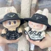 For 17cm Labubu Doll Clothes Set V1 V2 Doll Clothing Accessories Black & White Simple Fragrant Skirt & Hat Outfit