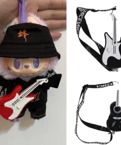 17cm Labubu Guitar Crossbody Bag 15-20cm Cotton Doll Crossbody Bag Clothing Accessories Bjd Doll Ob11 Doll Guitar