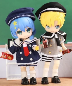 OB11 doll's Clothing Sailor Suit with Hat Summer Doll Outfit Cute Fashion Student Uniform For 17CM Dress Up Dolls Accessories