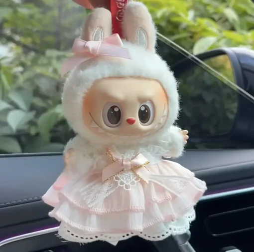 Labubu Accessories: Pink Ribbon Dress - Cute 15/17cm Vinyl Doll Fairy Costume