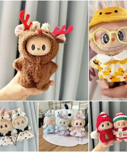 17cm Labubu I II Idol Dolls Cute Mini Plush Doll'S Clothes Korea Kpop Exo Idol Dolls Overalls Clothing DIY Accessories Gifts