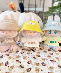 Labubu Mini Plush Doll Clothing 17cm Korean Kpop Idol Hat T-shirt Pants Set Cute Clothing Children's Birthday Gift Toys
