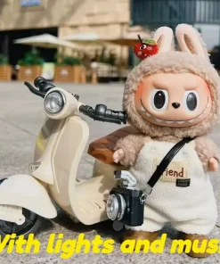 Labubu Doll Mini Electric Motorcycle,labubu Doll Accessories, Fun Cute Doll Toys,With Lights and Music,DIY Kid Christmas Gift