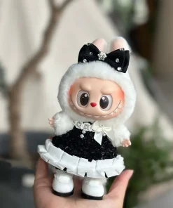 17cm Labubu Doll Outfits Designer Luxury Black Labubu Doll Clothes Girl Luxury Dress Plush Toys Clothes Labubu Doll Accessories