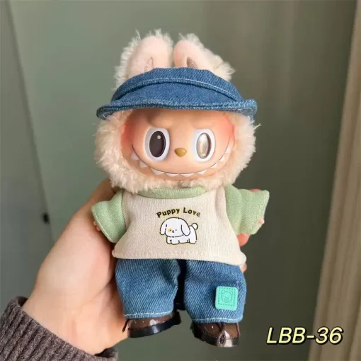 Baby Clothes 17cm Labubu Pendant Baby Clothes Vinyl Labubu Doll Can Replace Plush Toy Clothes Doll Accessories Cute Clothes