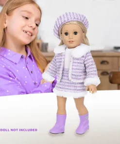 16-18Inch Reborn Doll Realistic Doll Knitted Clothes Hat Top Jacket Skirt Socks Purple Baby Dolls Accessories Outfit Girl Gift