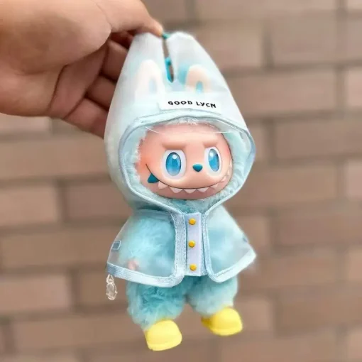 For 17 cm labubu v1/v2/v3 clothes summer dopamine doll clothes raincoat hooded cape Ropa Labubu Dolls Accessories