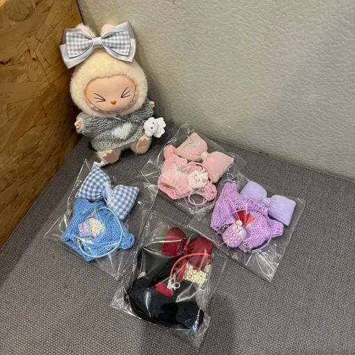 Only Clothes: Second-Generation Blind Box Labubu Figurine Clothes, Labubu Sitting Party Dolls, Small Overalls, Suit Outfits