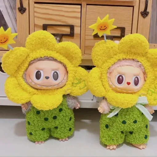 LABUBU 17CM 15CM Cute Lingnabelle Doll Clothes Labubu Macaron Sitting Glue Doll Pendant Clothes Replacement Dress