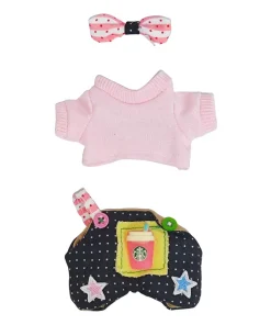 17cm Labubu Hanging Doll Outfit - French Fries & Coffee Overalls Set, Cute Bag Charm